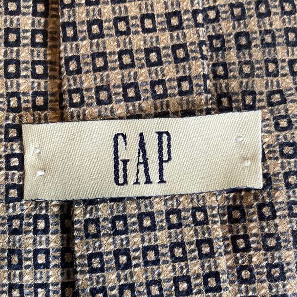 VINTAGE GAP Geometric Black Gray Taupe Men’s Silk Tie - Picture 5 of 6